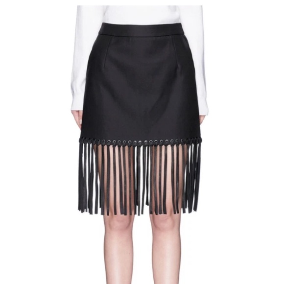 Alexander Wang Dresses & Skirts - Alexander Wang Black Mini Skirt with Leather Fringe